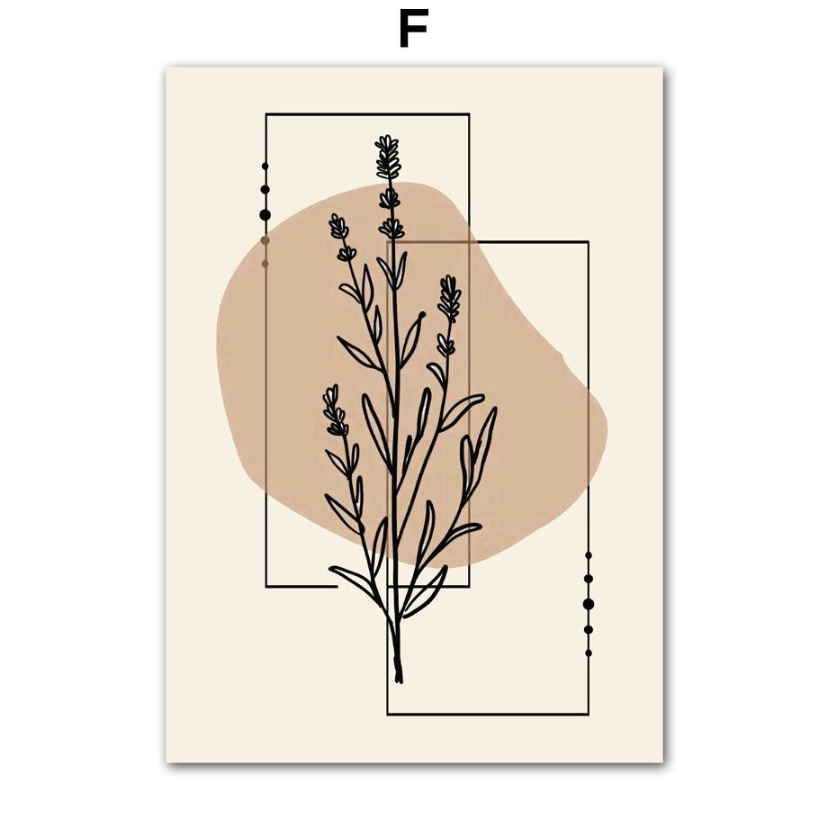 Line Leaves Sun Rainbow Body Abstract Boho Art Canvas Painting Gallery Posters And Prints Wall Pictures For Living Room Decor