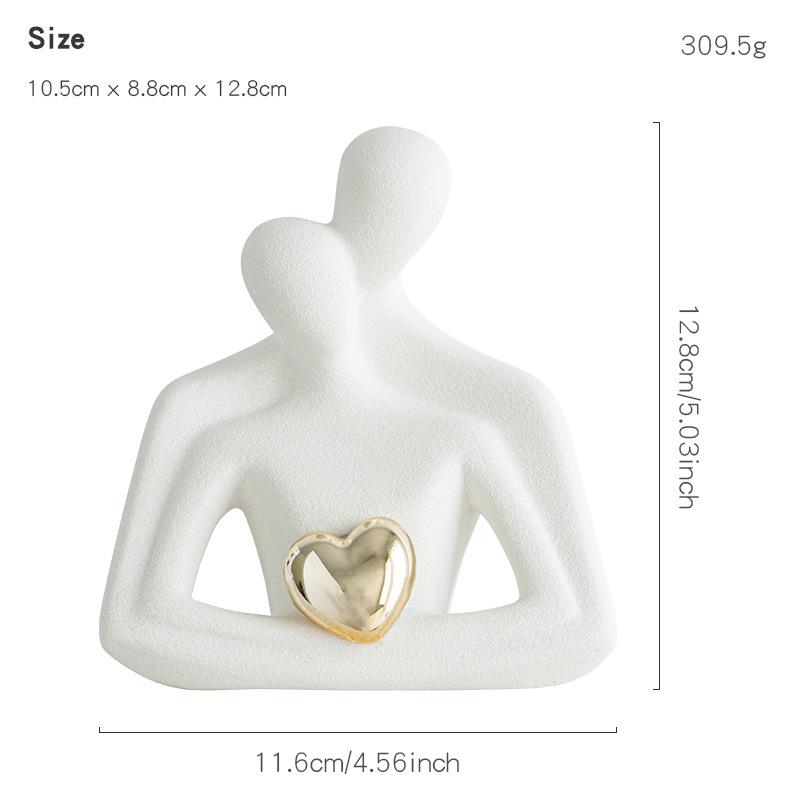 

Керамическая фигурка пары Творческая человеческая скульптура в форме сердца Черно-белая декоративная фигурка Декор для комнаты и офиса Подарок