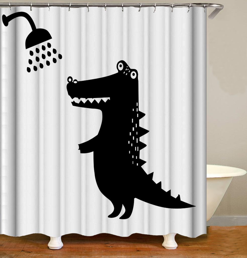 Funny Lovely Dinosaur Elephant Shower Curtain Cute Animal Take Bath Waterproof Fabric Bathroom Curtain with Hooks Home Decor