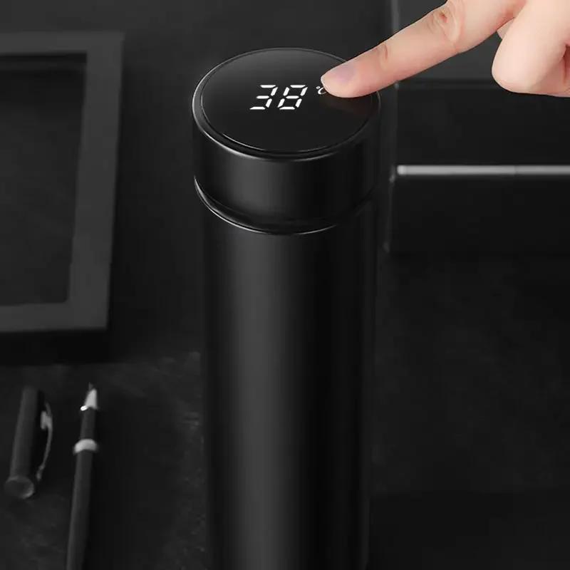 Inteligentní termoska 500 ml Inteligentní termoska LED s displejem teploty Termoska Nerezová vakuová láhev Přenosné lahve na vodu Dospělí