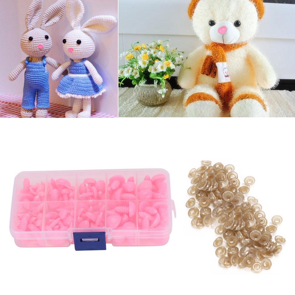 100 Stück DIY Puppennase Schwarze Bohnenform Schraube Handgefertigtes Handwerk Lernspielzeug Zubehör Handwerk(Rosa )