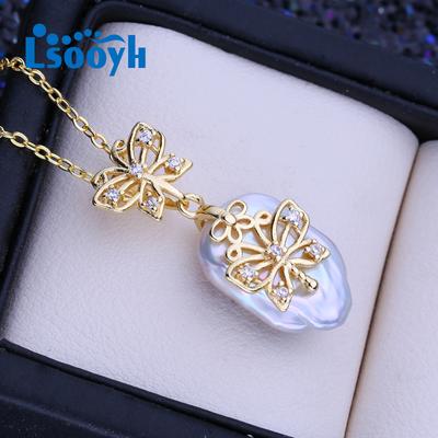 Natürliche Süßwasser Große Barocke Perle Halsketten Für Frauen Mädchen Klassische Gold Farbe Geometrische Anhänger Geburtstag Geschenk Partei Schmuck