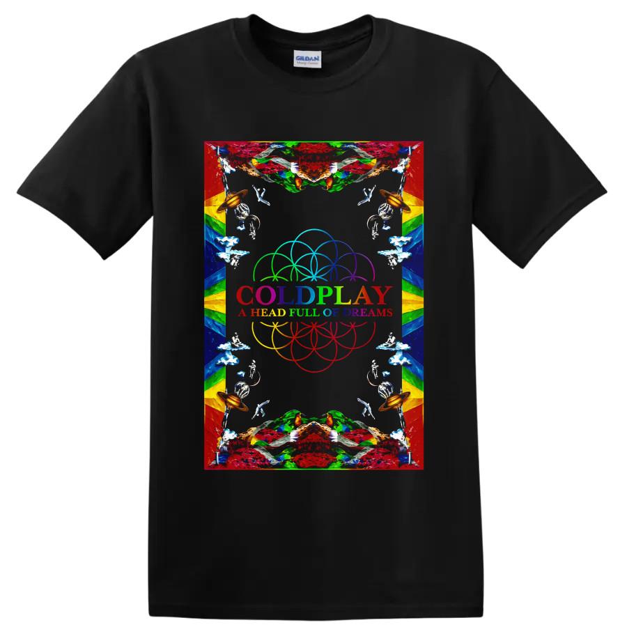 Coldplay T Shirt W/ Rainbow Dream Symbols Psychedelic Rock Concert Tee Gift