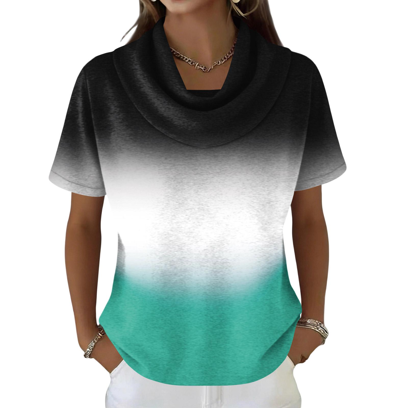 

Жіночий повсякденний та модний круглий виріз короткий рукав принт топ светр XXL