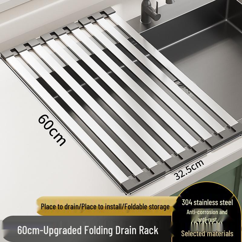 304 Stainless Steel Foldable Sink Drainer & Dish Drying Rack