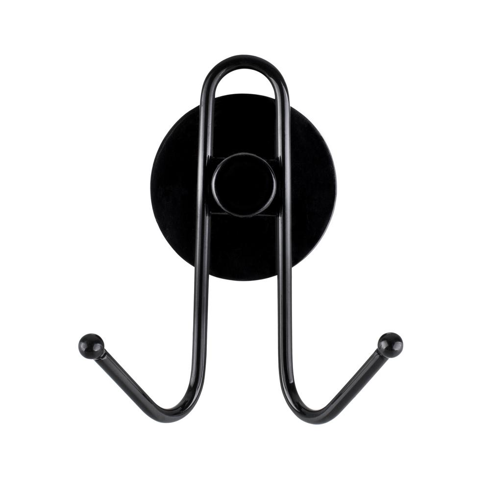 AWD INTERIOR 1662 Black Wall Hanger, 2 Hooks, Glued