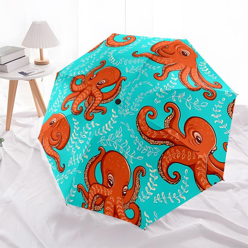 1pc Octopus Pattern Automatic Folding Umbrella, Portable & Foldable Design with 8 Ribs, Casual Outdoor Accessory yy250805064