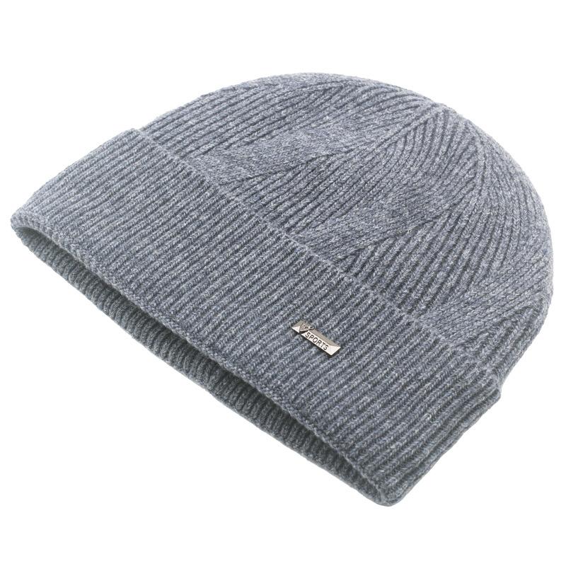Wollmütze Herren Winter Skullies Beanies Britische Strickmütze Einfarbige Wollmütze Doppelschichtige Samtmütze