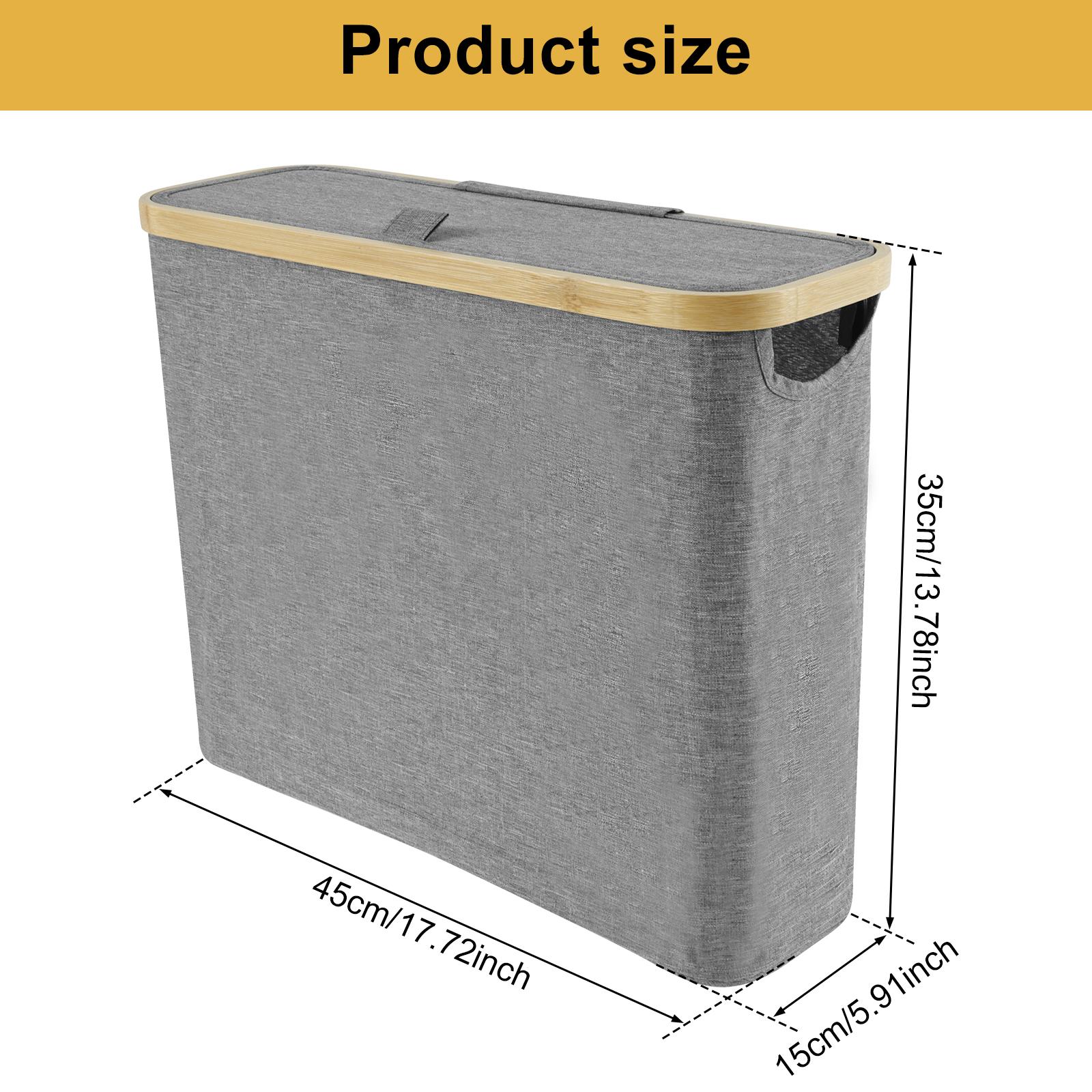 

Корзина для туалетной бумаги в ванной комнате, складная, большой емкости, корзина для хранения туалетной бумаги в рулонах с деревянной крышкой для органайзера в ванной комнате 45x15x35cm серый