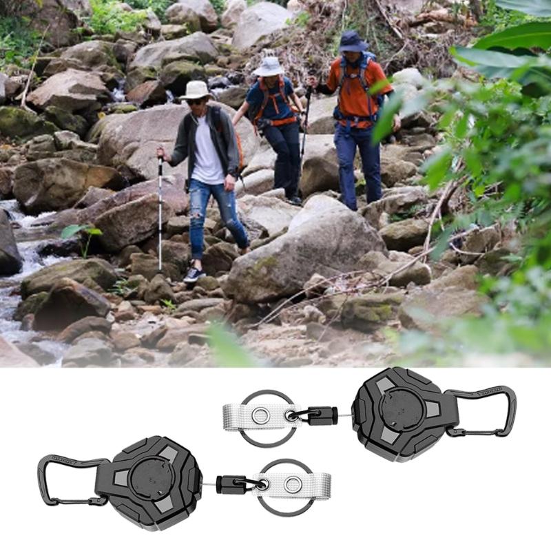 Wysuwany Uchwyt na Identyfikator Klamry z Linki Stalowej Brelok Łańcuszek Outdoor Antykradzieżowy Breloczki Narzędzie Wytrzymały
