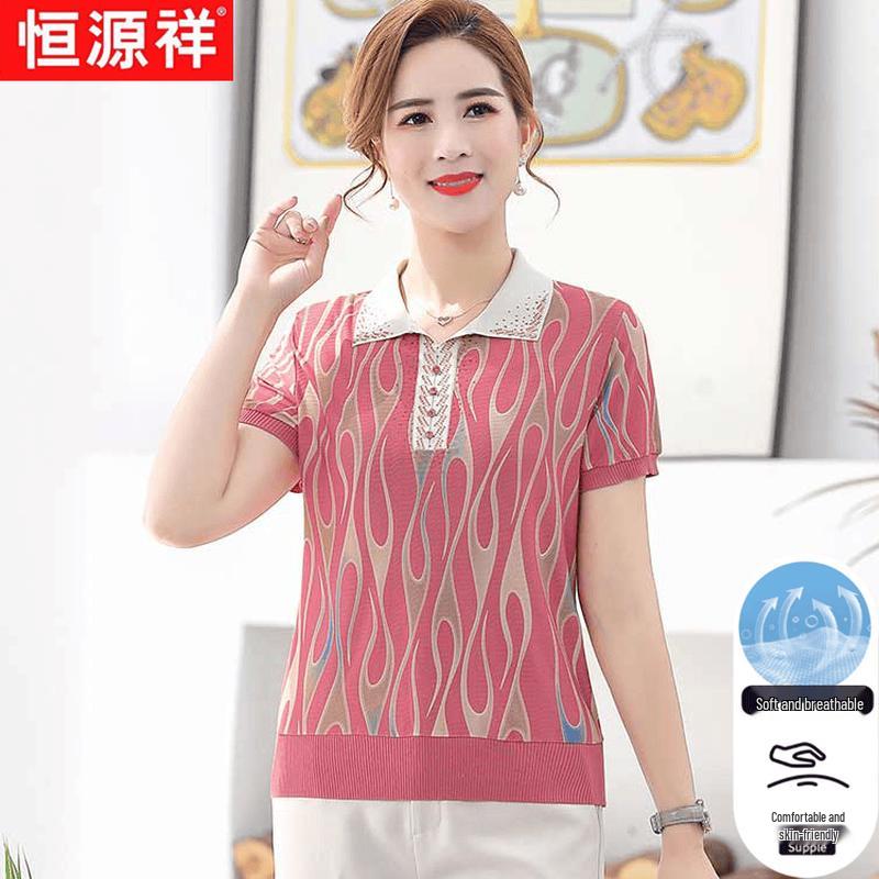 Hengyuanxiang Women s Summer Polo T-Shirt 5XL
