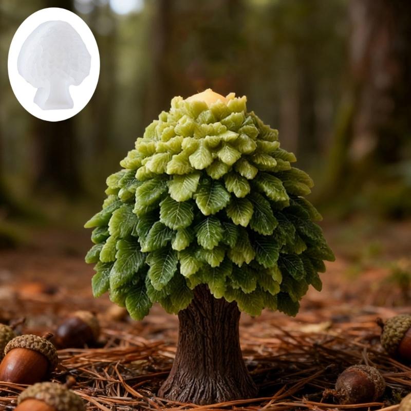 3D Tree Shaped Silicone Candle Mould Featuring Layer Leaf Designs For Natural Home Decoration Simple Demolding