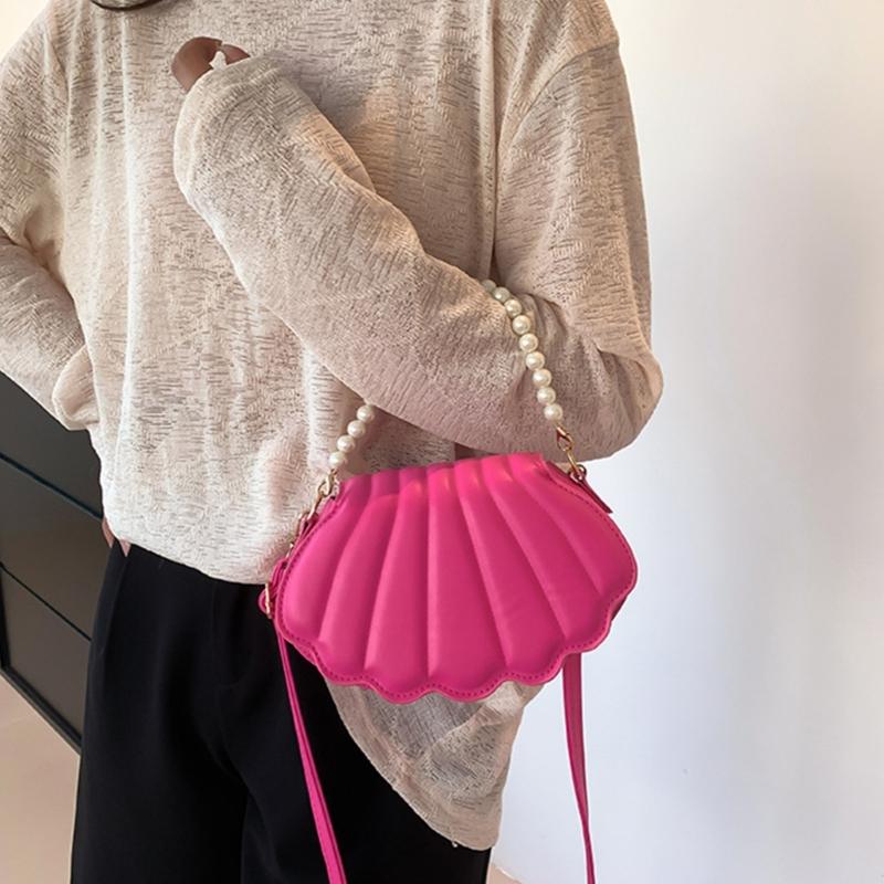 Women Pearl Chain Handbag Fashion Seashells Evening Bag Trendy Shoulder Crossbody Bag Girls All-matching Messenger Bag
