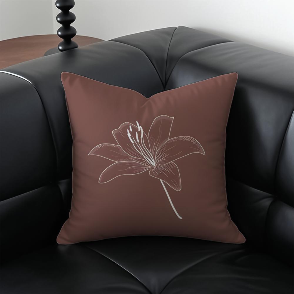 Solid Color Flowers Cushion Cover Pillow Case Anti-Dustmite Invisible Zipper Silky Plush Cushion