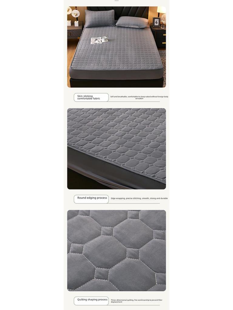 Einfarbiger, gesteppter, rutschfester Matratzenbezug – verdicktes, gebürstetes All-Inclusive-Laken für Simmons-Betten