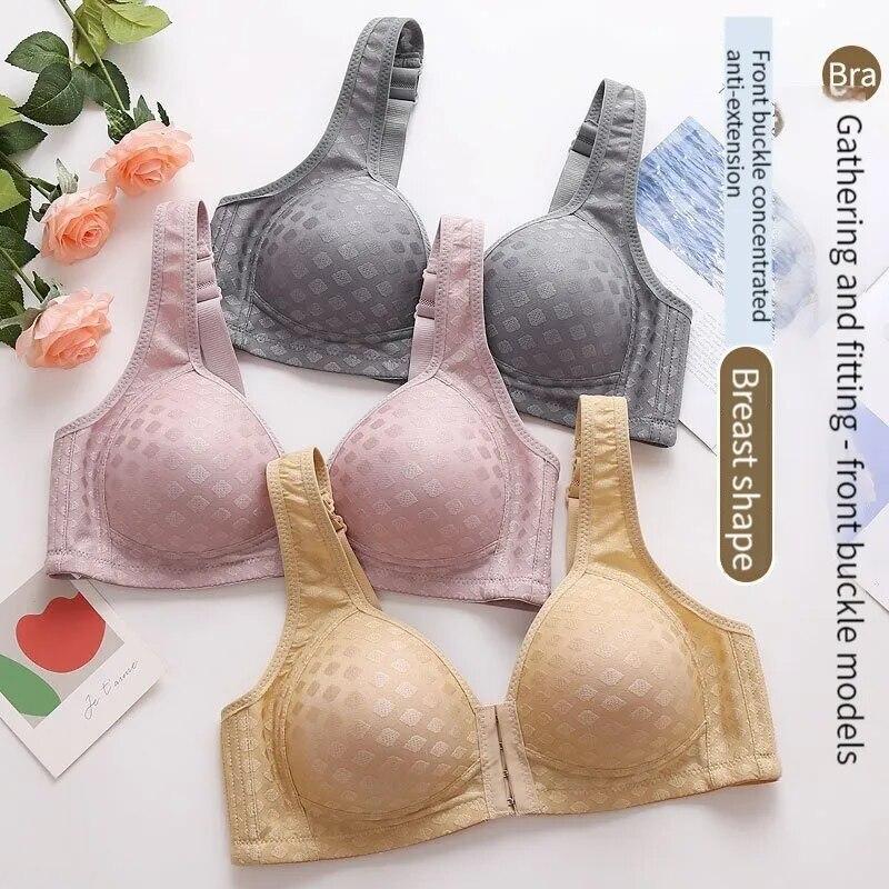 The Front Button Type Sexy Brassiere Anti-sagging Gathered No Steel Ring Ladies Mother Large Size Thin Section Underwear Bra