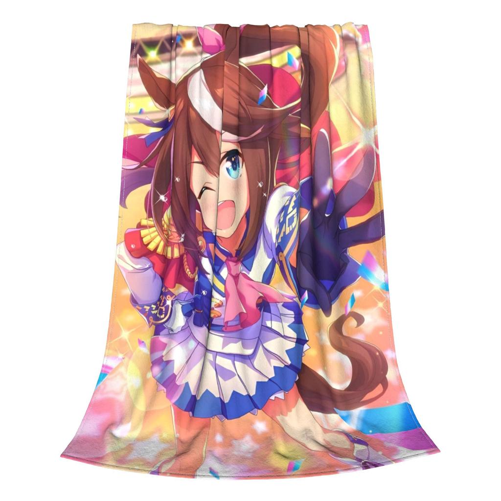 Uma Musume Pretty Derby Blankets Coral Fleece Plush Printed  Breathable Super Warm Throw Blanket for Home Car Bedspreads