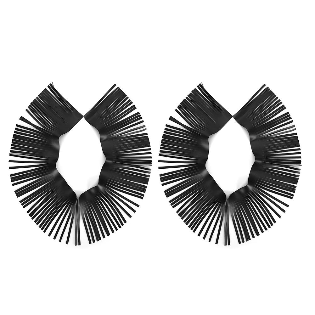 2 Stück Motorrad Retro Fußpedal Satteltasche Handwerk Kunstleder Fransen(Schwarz)