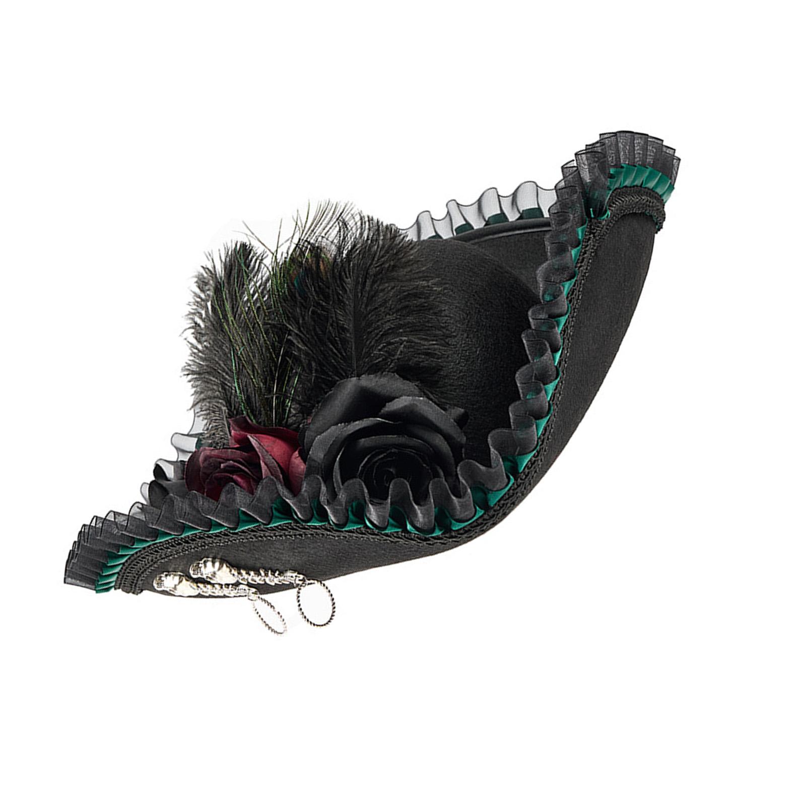 

Pirate Hat For Adults Wool Distressed Look And Intricating Stitching Tricorne Hat For Historical Halloween Costume зелёный