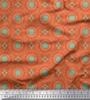 Soimoi Red Japan Crepe Satin Fabric Mandala Geometric Print Fabric by the Metre 42 Inch