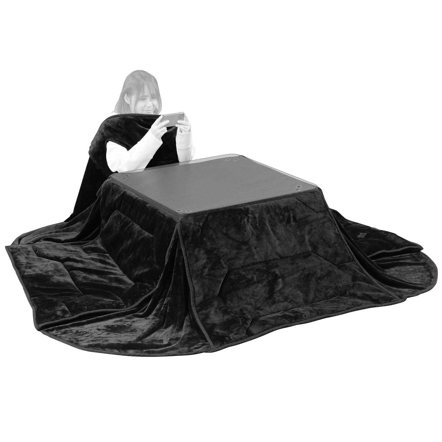 

Bauhutte Игровой носимый котацу футон 230 x 250 с прорезями для рук для удобного ношения на руках, прямоугольный или подходит для одного стола, продается чёрный