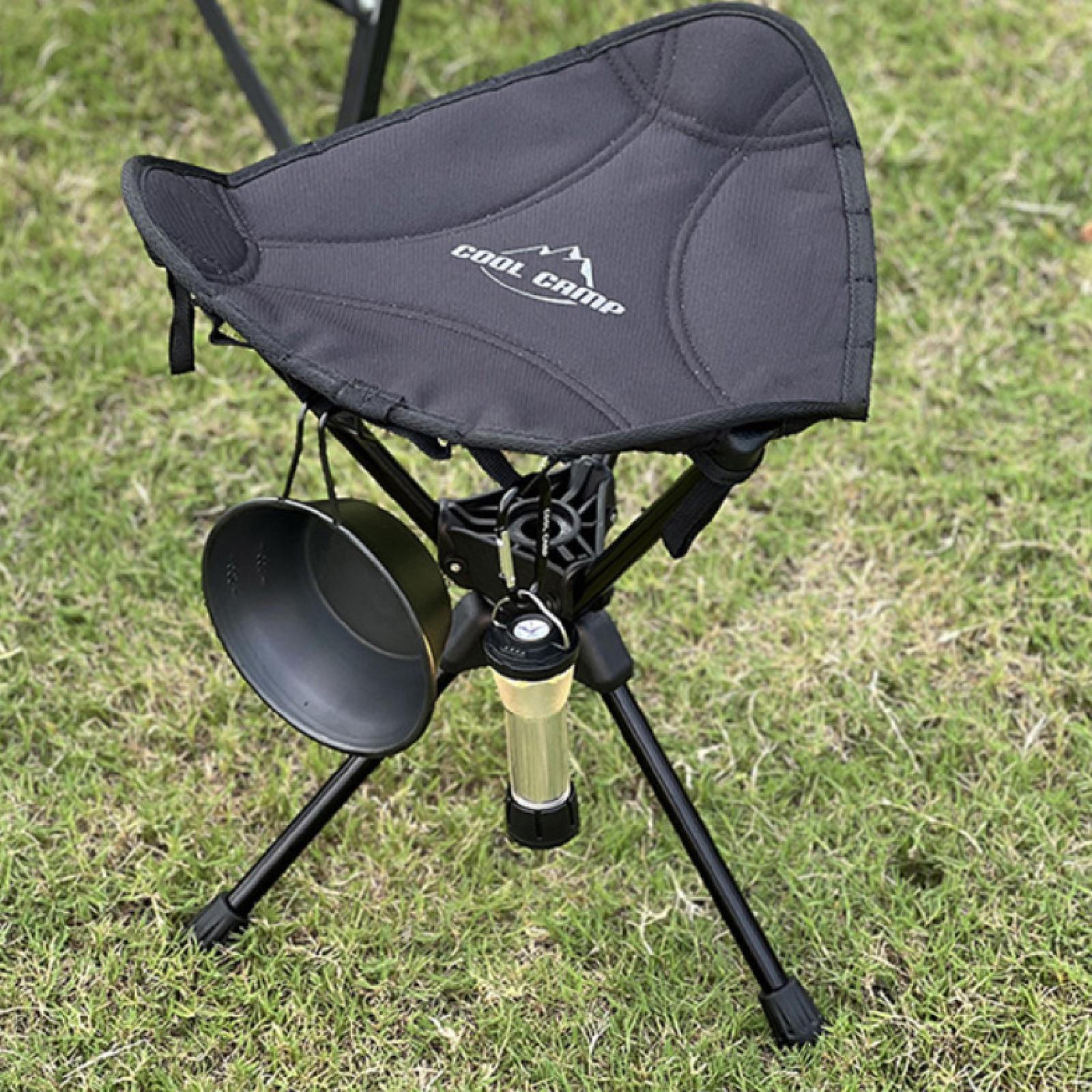 

Foldable And Rotating Tripod Stool for Camping Adults, Multifunctional Triangle Chair with чорний