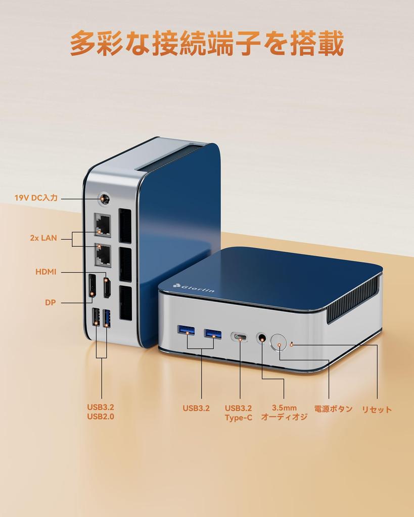 Glorlin Mini PC Ryzen 5 6600H mini pc 6 cores 12 threads up to 16GB LPDDR5 512GB NVMe SSD expandable up to 4TB output support WiFi6 Bluetooth Dual LAN