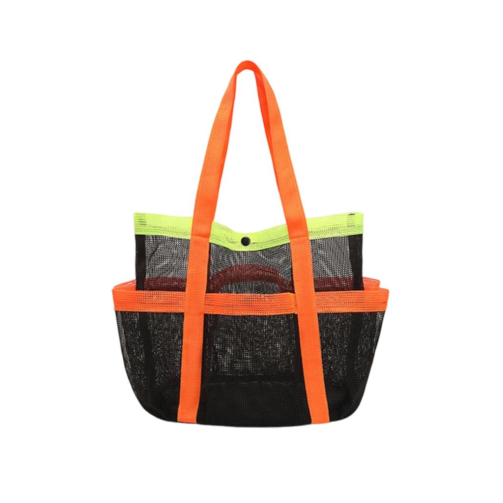 Large Capacity Multi Pocket Tote Bag Mesh Beach Bag Swimming Pool Bag Clothes Storage Organizer Bag with Durable Handles for Outdoor Use