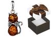 Silver Pendant Kitten With Amber Oxidized Pendant Cat With Bow 925