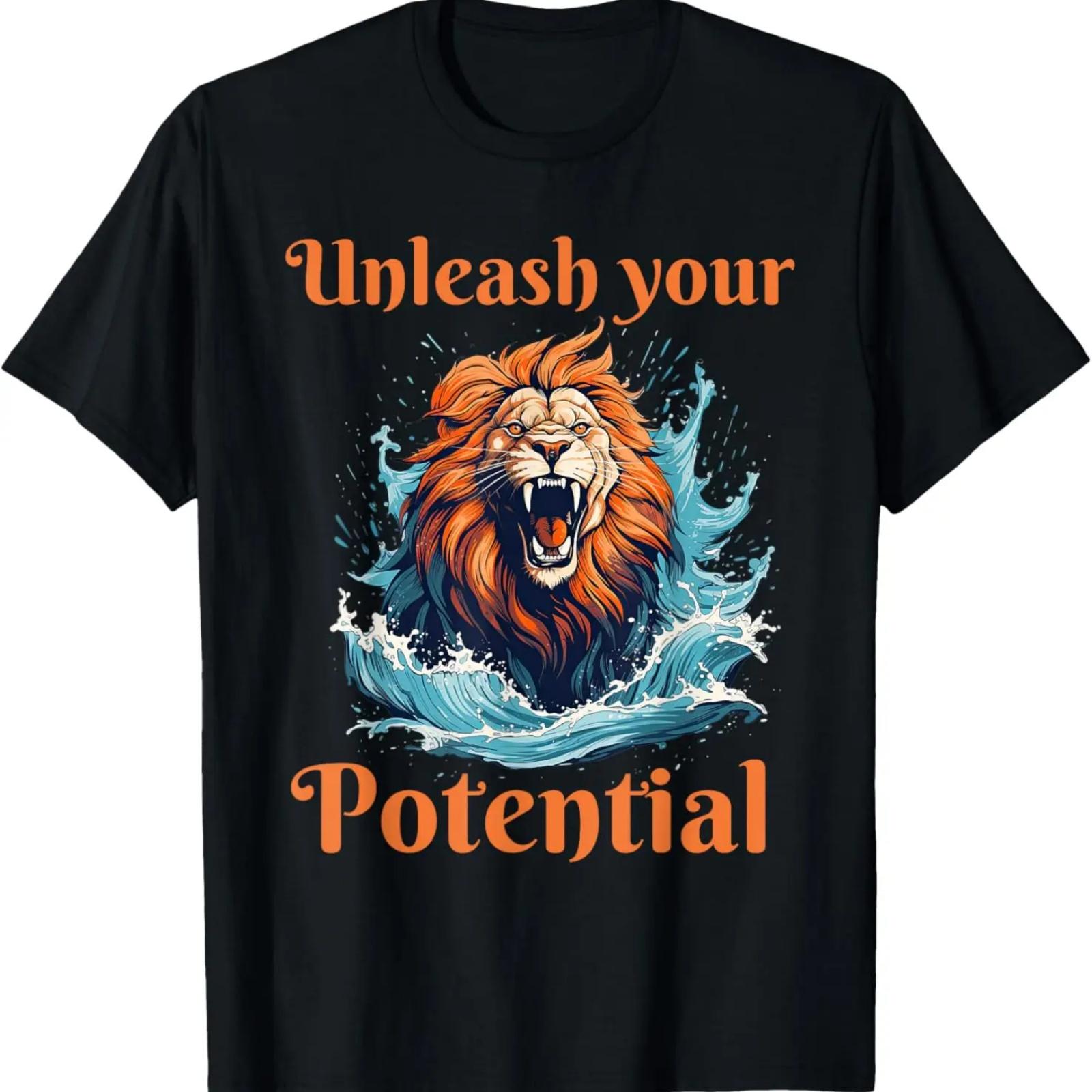 

Unleash Your Potential Inspirational Lion T-Shirt XXXXXL
