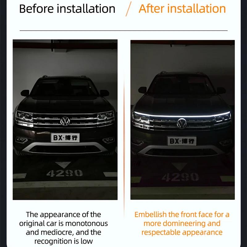 Dynamic Car LED Hood Light 12V Daytime Running Light Start-scan Engine Guide Light Waterproof Decorative Ambient Light Strip