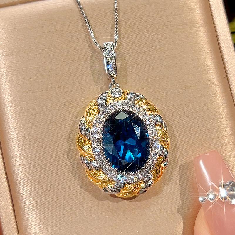 Jewelry Simulation Red Corundum Blue Spinel Jewelry Retro Brushed Set 12 * 16-10 * 12