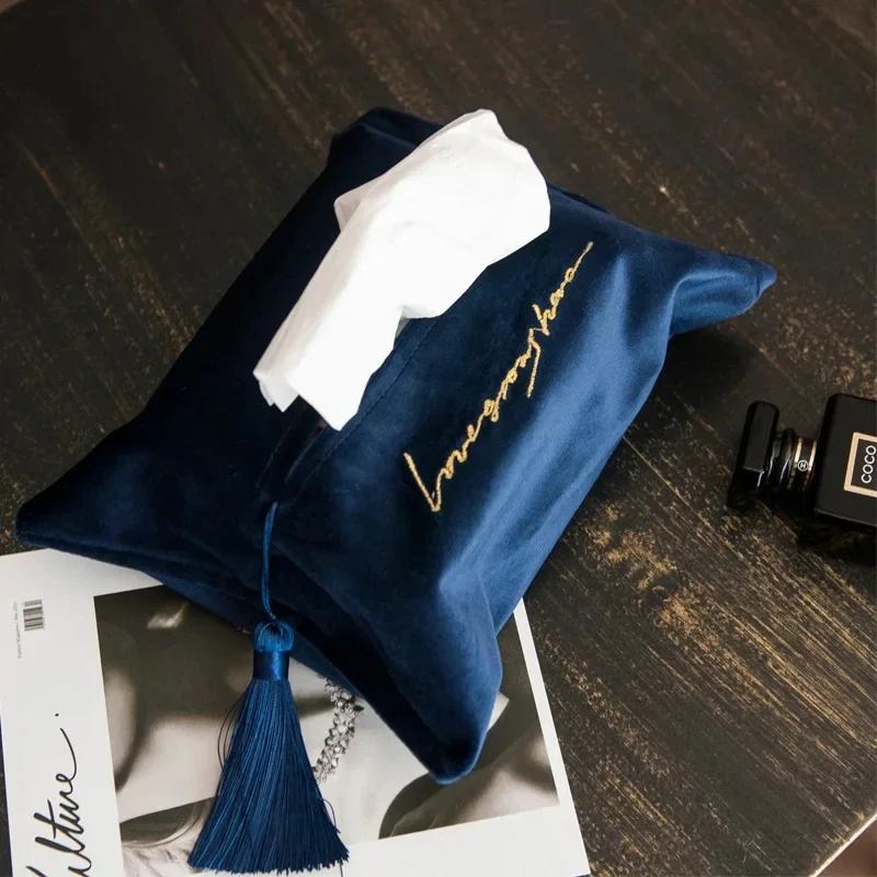 Taschentuchbox Set Samt Papier Schublade Auto Wohnen Essen Aufbewahrungstasche Quaste Orientalisch Östlicher Stil MitOhne Worte Taschentuchhülle