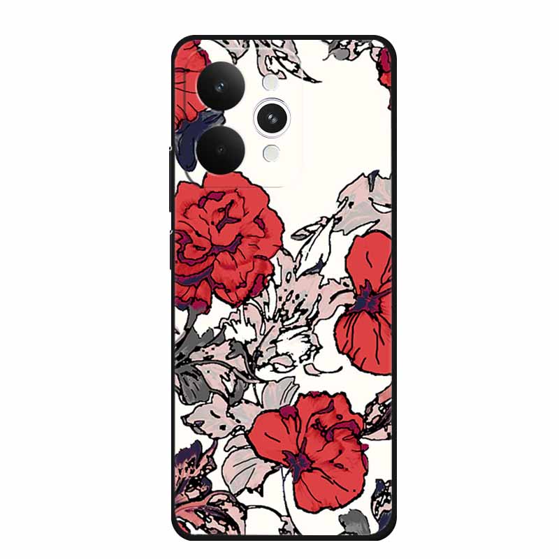 For Realme 15 15 Pro 5G Black Case 3D TPU Silicone Soft Back Cover For Realme C15 6.5" Funda Emboss Relief Flowers Bag Casing