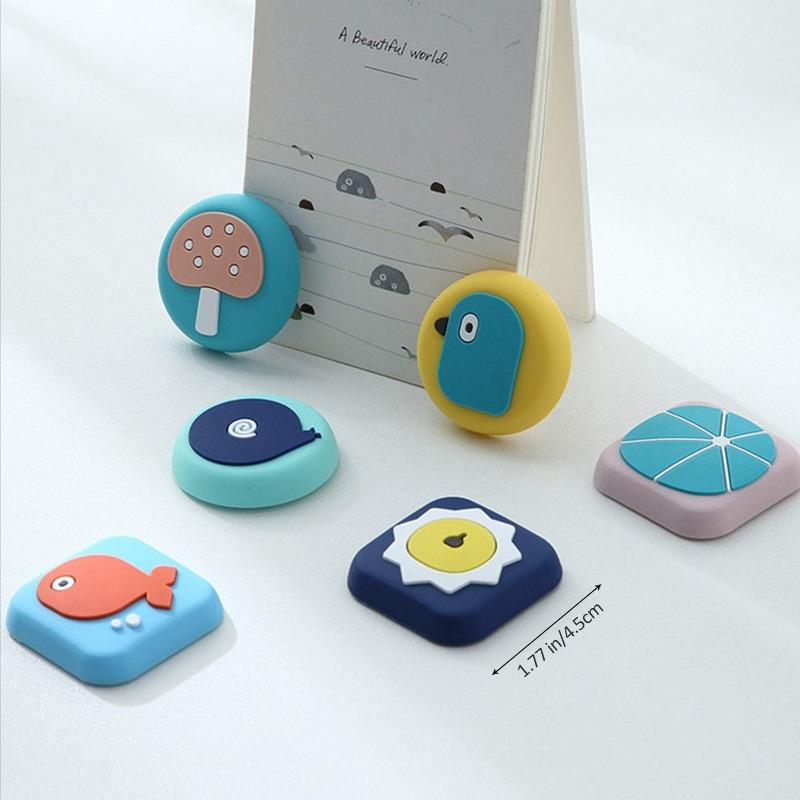 Cartoons Door Stopper Wall Protector Self Adhesive, Quiet, Shock Soft Rubber, Doorknobs, Refrigerator Door, Cabinets From Damage,set of 6