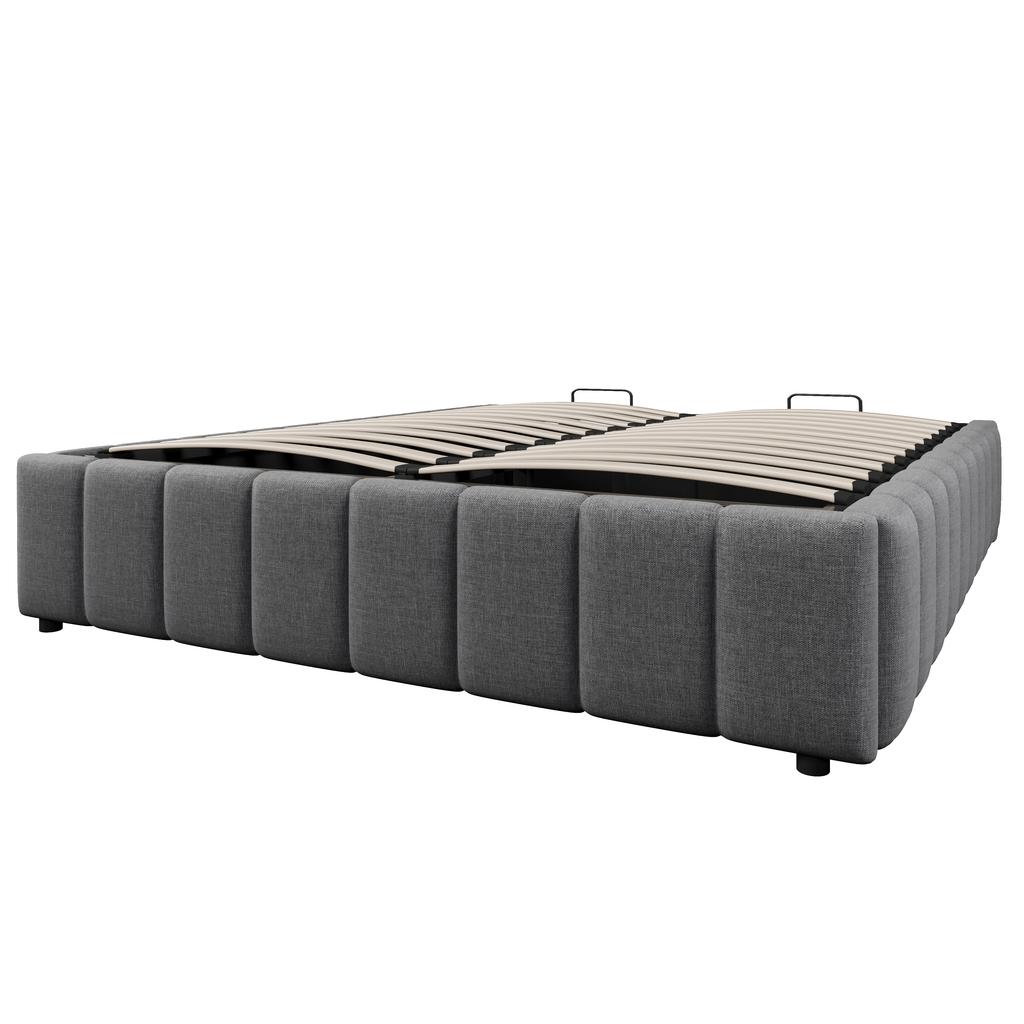 Upholstered Bed, 140*200cm, Hydraulic Storage, without Headboard, without Mattress, Grey