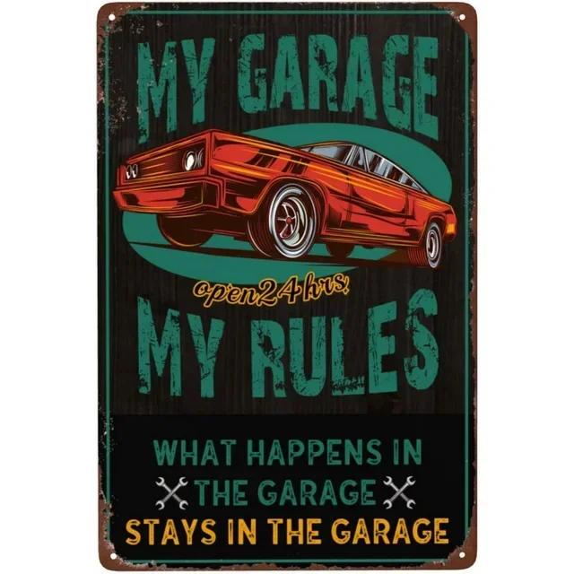Vintage Metal Tin Signs  My Garage My Rules  Retro Wall Decor Plaque for Game Room Cafe Garage Club Bar Pubs  Iron Painting Deco