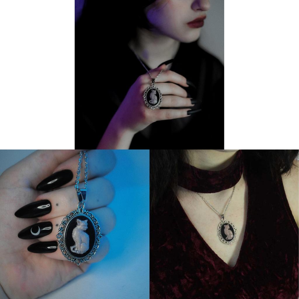 Gothic Black Cat Pendant Necklace With Alloy Charm For Men And Women