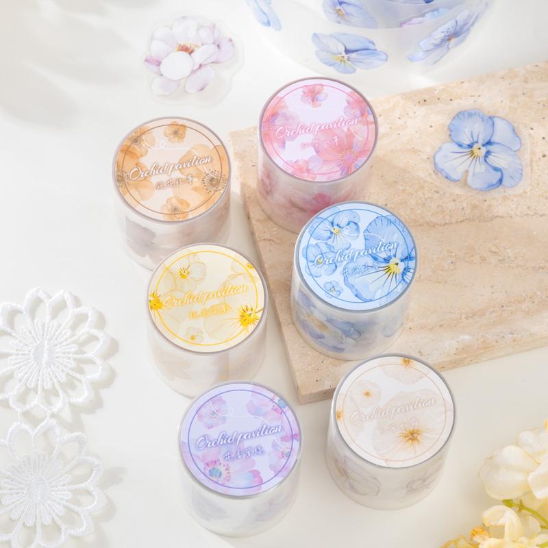 50mm*2m Flowers Plants PET Tapes Junk Journal Adhesiva Scrapbooking Sticker Planner Diary Collage Decoration Stationery Tape