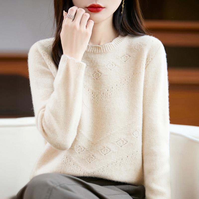 Dámský kašmírový svetr Kašmír Qinghe 30% kašmír 70% vlna podzimní a zimní pulovr hřejivý a módní