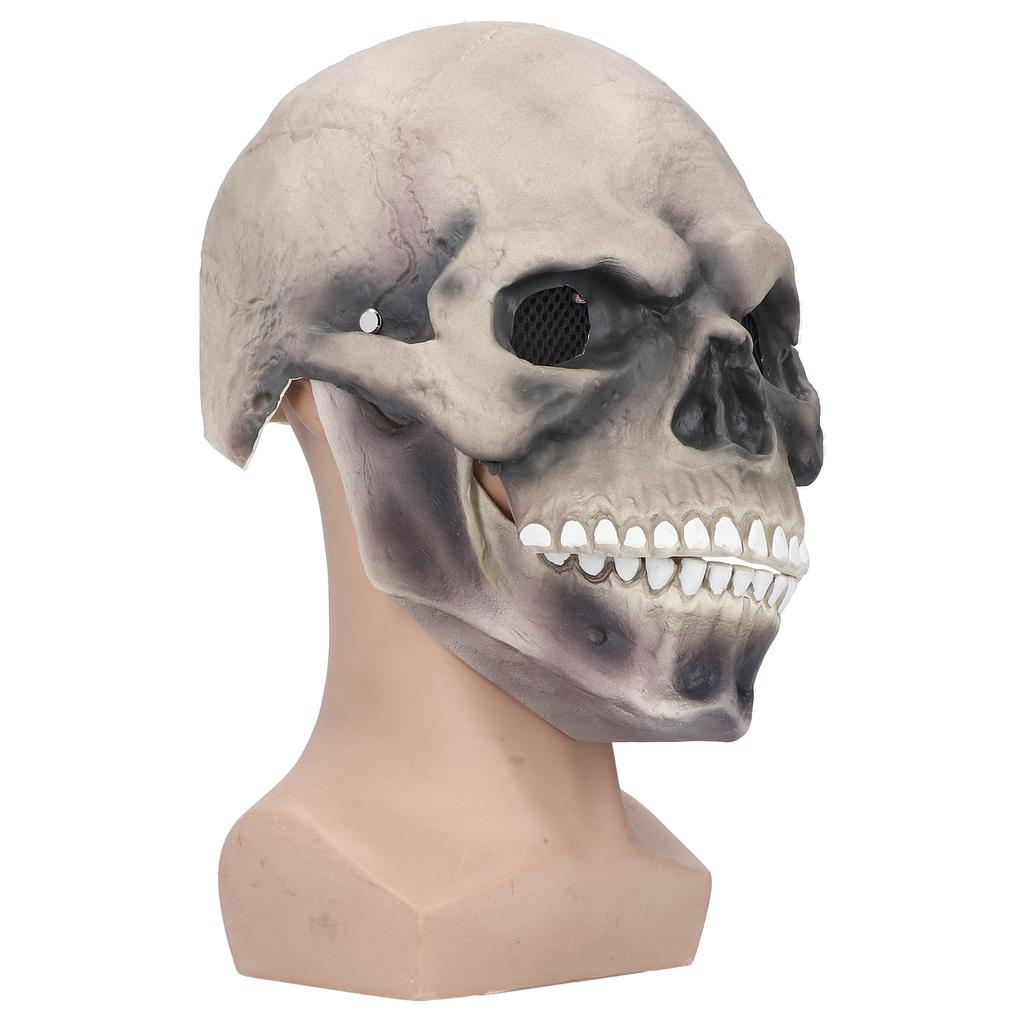 Halloween Scary Skull Mask Adult Full Head Latex Skull Helmet Glowing Eyes with Moving Chin