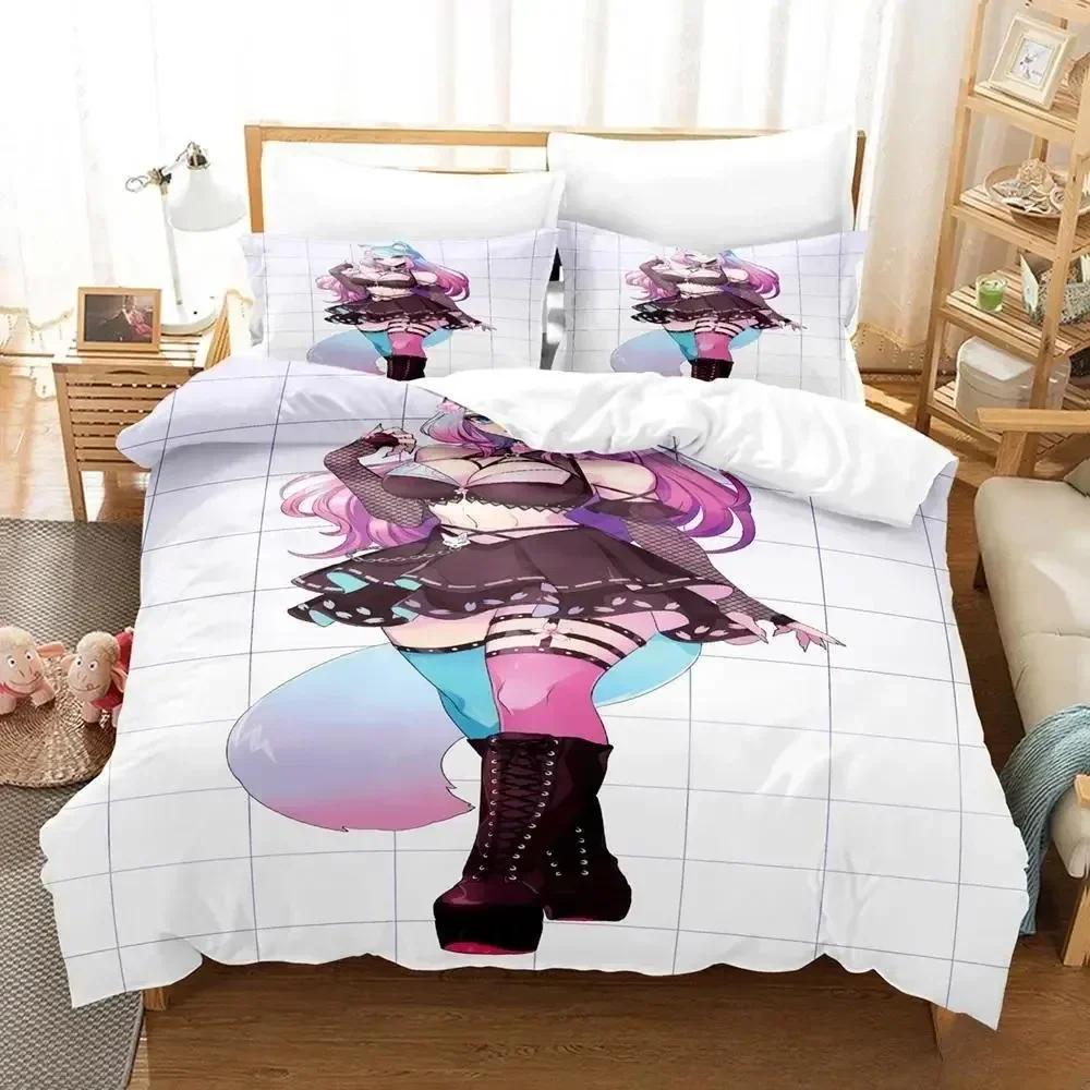 3D  Sexy Girls Silvervale VTuber Bedding Set Printed With Pillowcase Bed Duvet Cover Soft Queen King Size Bedclothes Home