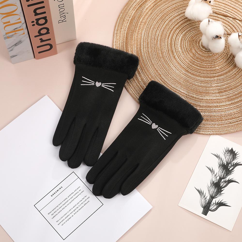 Unisex Fleece-Lined Suede Gloves for Outdoor Cycling and Driving - Cold-Proof, Touchscreen-Enabled for Autumn and Winter.