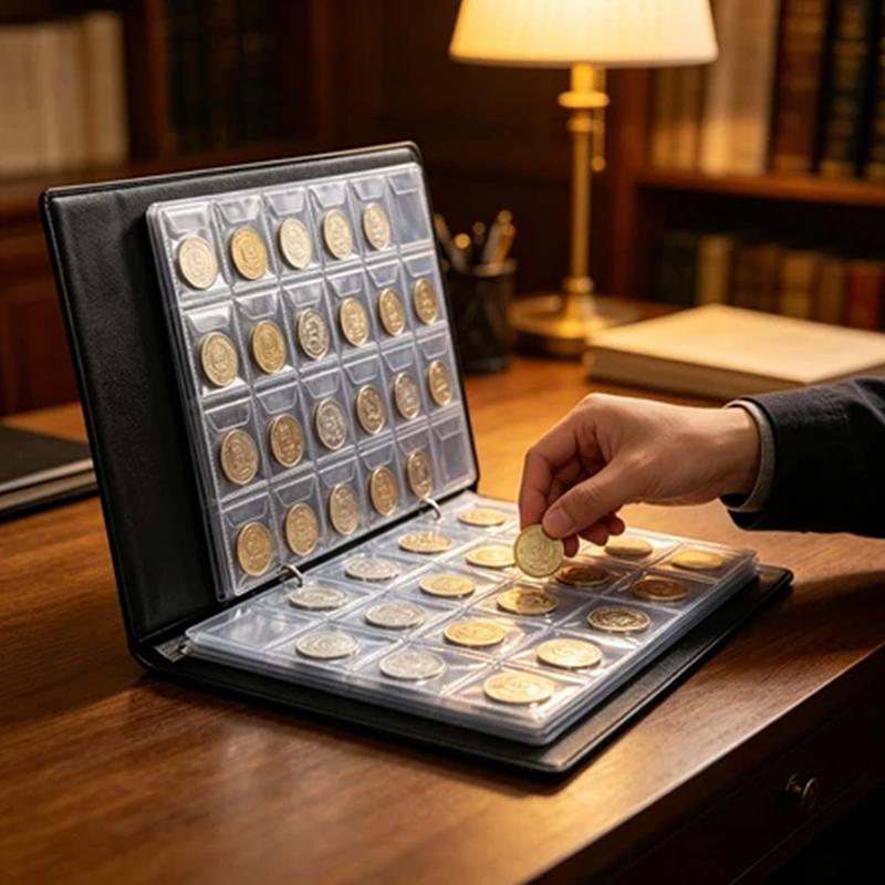 240 Pockets Coin Album Pu Leather Coin Collection Album With Clear Protective Pockets And Large Capacity