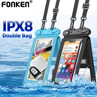 FONKEN Double Hook Waterproof Double Phone Bag Dry Bag Swimming Pouch Underwater IPX8 WaterProof Phone Case