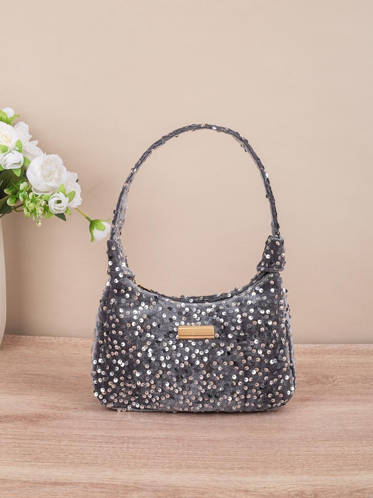 6 Colors Sequins Handbags Double Knot INS Solid Color Sequins Shoulder Bag Underarm Bag Phe Purse Evening Clutch Bags Handbag