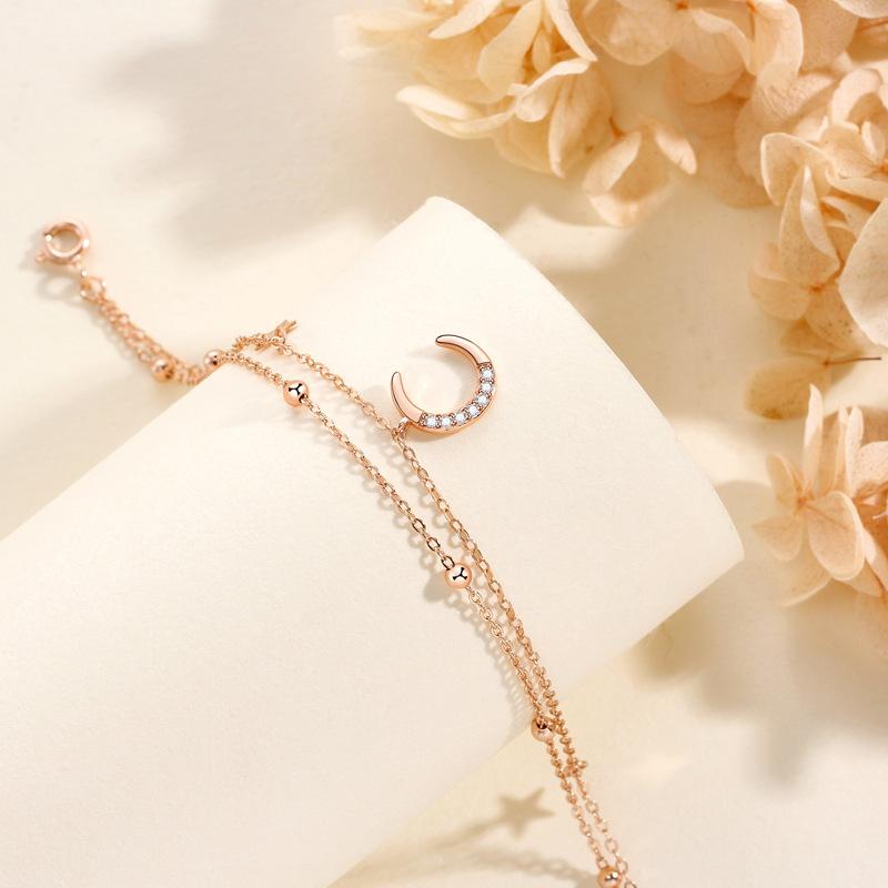 Star and Moon Bracelet for Women, Niche Fresh and High-end Design Sense Ins Wind Double-layer Star Bracelet Jewelry for Women