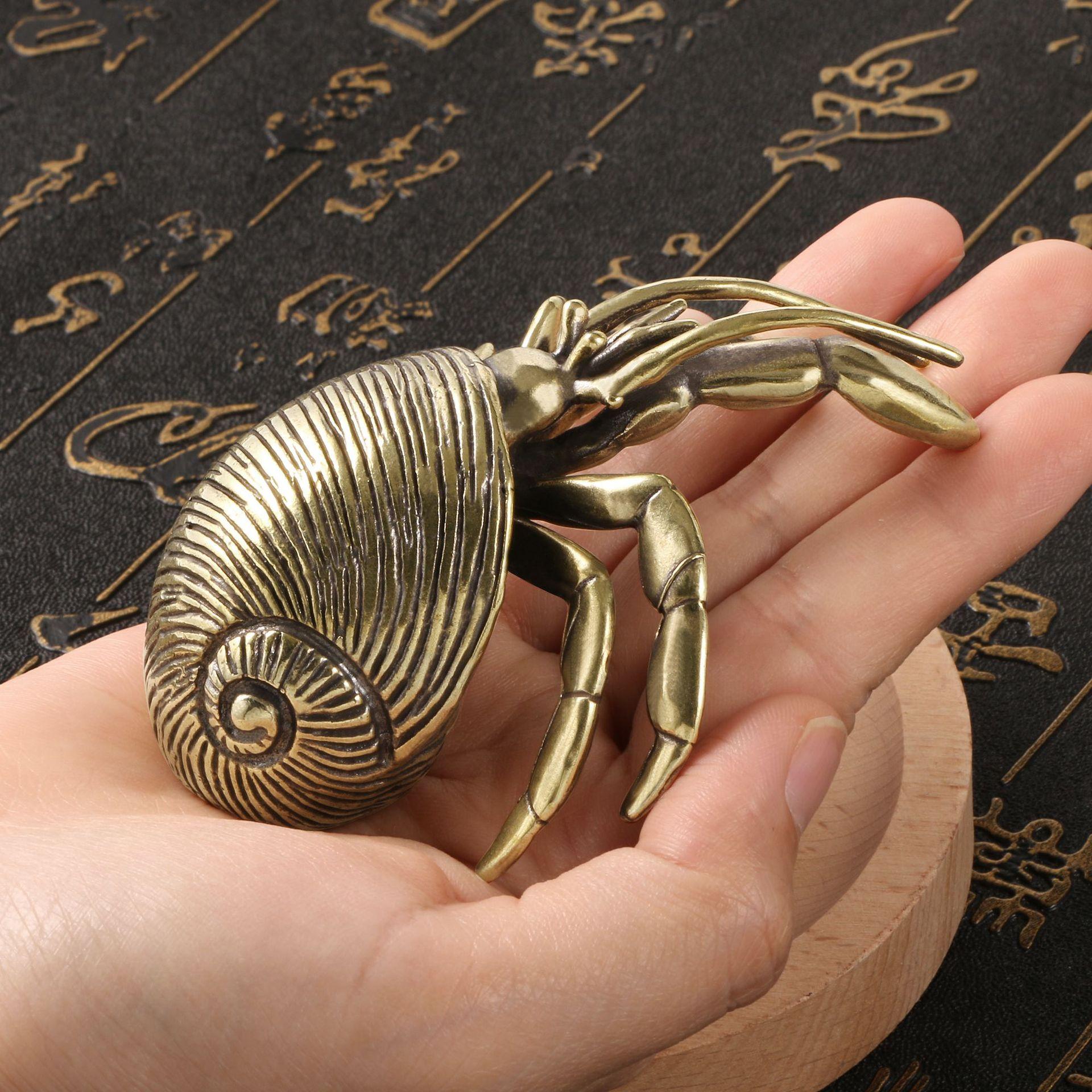 Großer Einsiedlerkrebs Messing-Ornament Teetisch Haustierladen Dekoration Antik Bronze Handwerk Großhandel brown