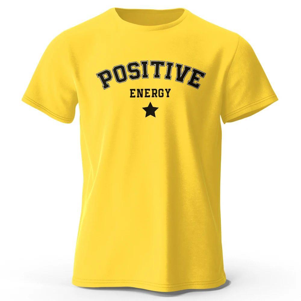 Positive Energy Tees and TShirt Y2k Tops Print Cotton Oversized T Shirt Fashion Casual Streetwear Clothing Unisex