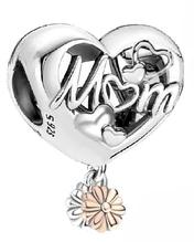 copper Love Mom Family Daisy Pendant Charm Bead Charms Bead Charms Compatible With Authentic Bracelets Fine Do It Yourself Jewellery for Women Gift